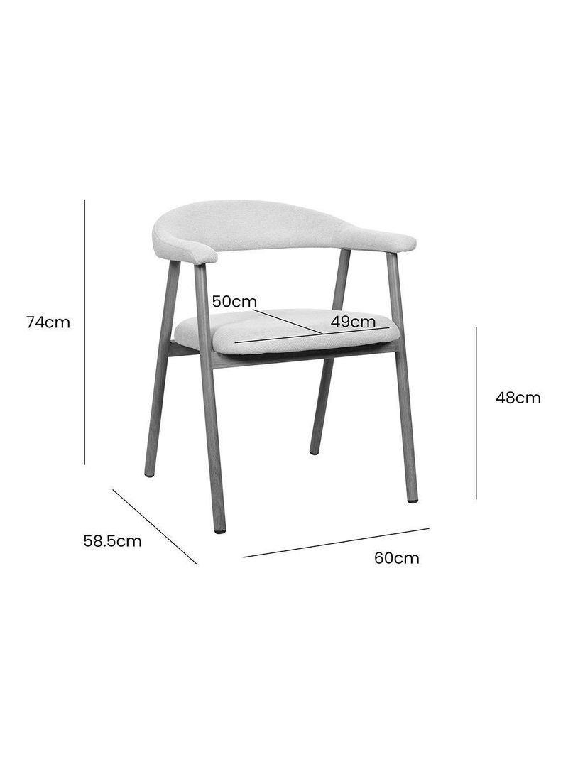 Kit 2 Cadeiras De Jantar Luana Estrutura Aço Carbono Laminado Natural Com Estofado Linho Cru