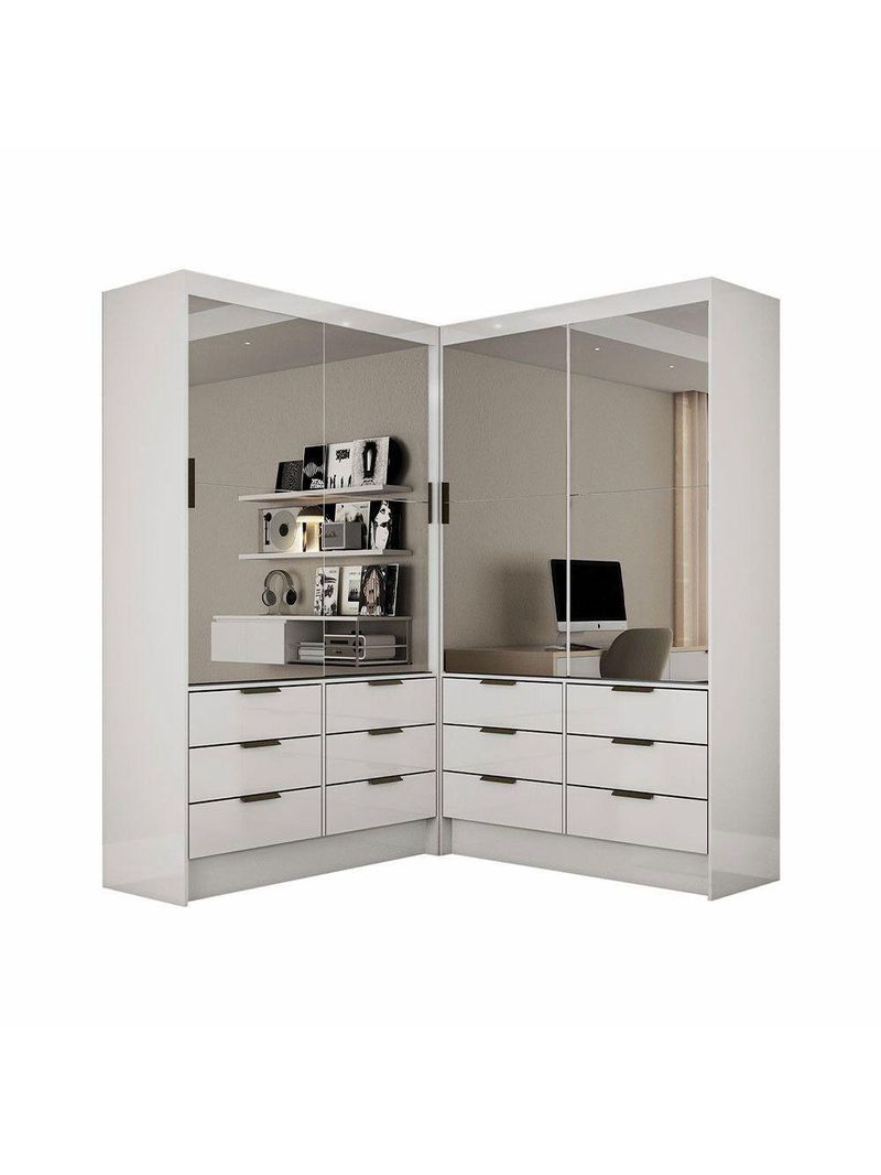 Closet Casal Sevilha 4 Portas Premium 12 Gavetas - Branco