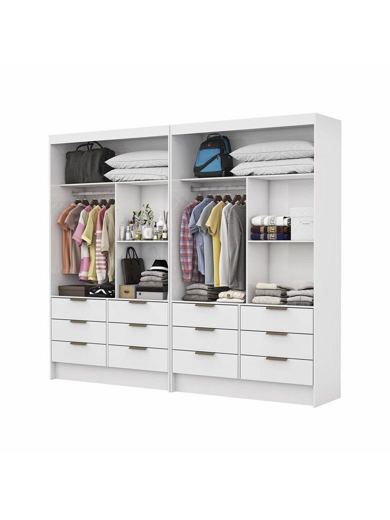 Closet Casal Sevilha 4 Portas Premium 12 Gavetas - Branco