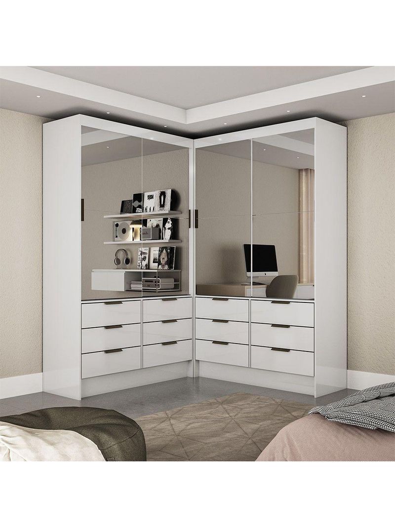 Closet Casal Sevilha 4 Portas Premium 12 Gavetas - Branco