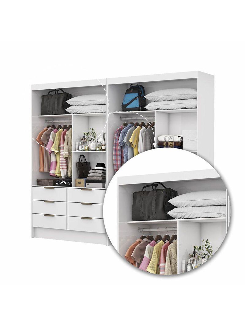 Closet Casal Sevilha 4 Portas Premium 12 Gavetas - Branco