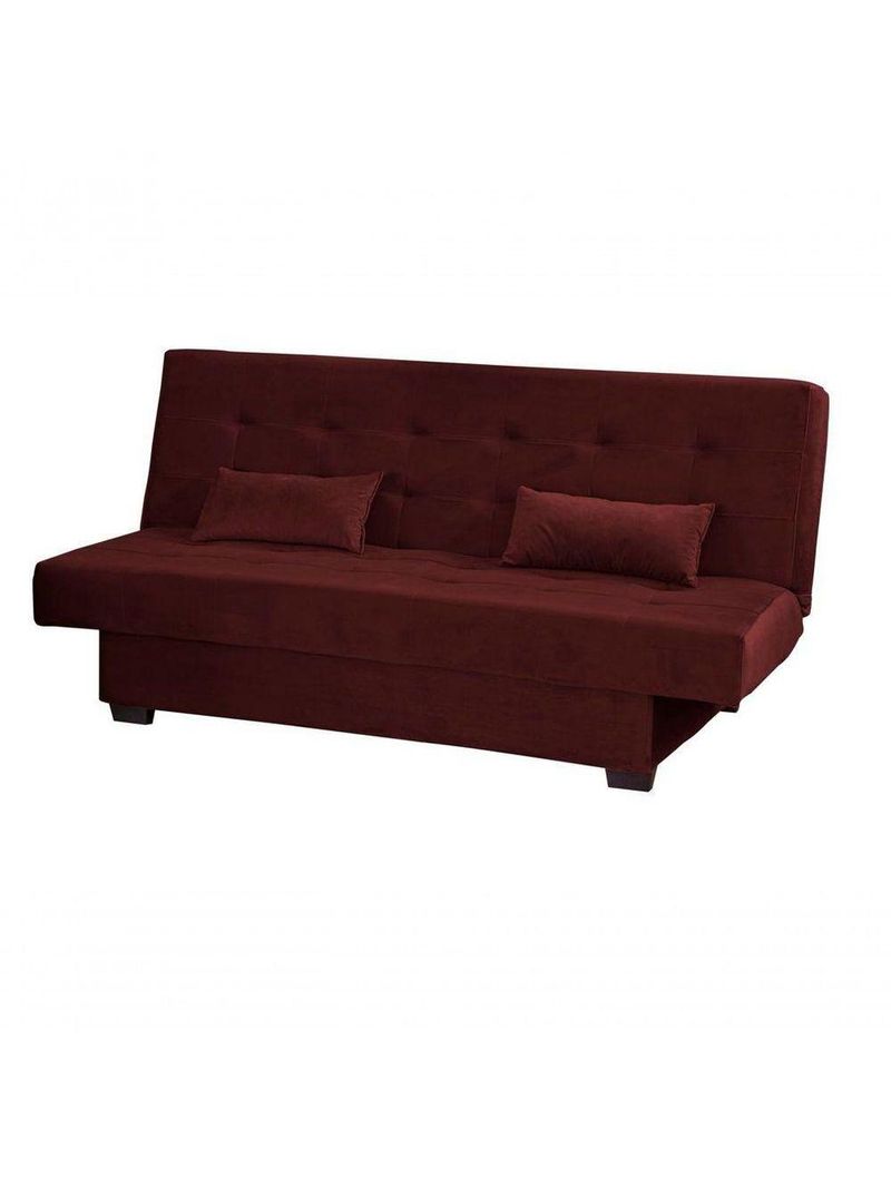 Sofá Cama Casal 3 Lugares Laila - Veludo Vinho