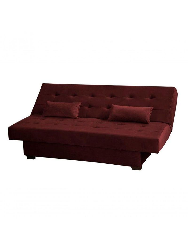 Sofá Cama Casal 3 Lugares Laila - Veludo Vinho