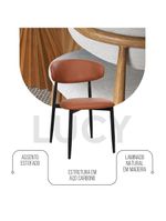 Kit 2 Cadeiras De Jantar Lucy Estrutura Aço Carbono Laminado Preto Com Estofado Poliuretano Caramelo