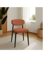 Kit 2 Cadeiras De Jantar Lucy Estrutura Aço Carbono Laminado Preto Com Estofado Poliuretano Caramelo