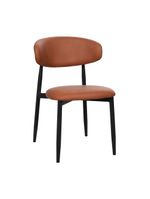 Kit 2 Cadeiras De Jantar Lucy Estrutura Aço Carbono Laminado Preto Com Estofado Poliuretano Caramelo