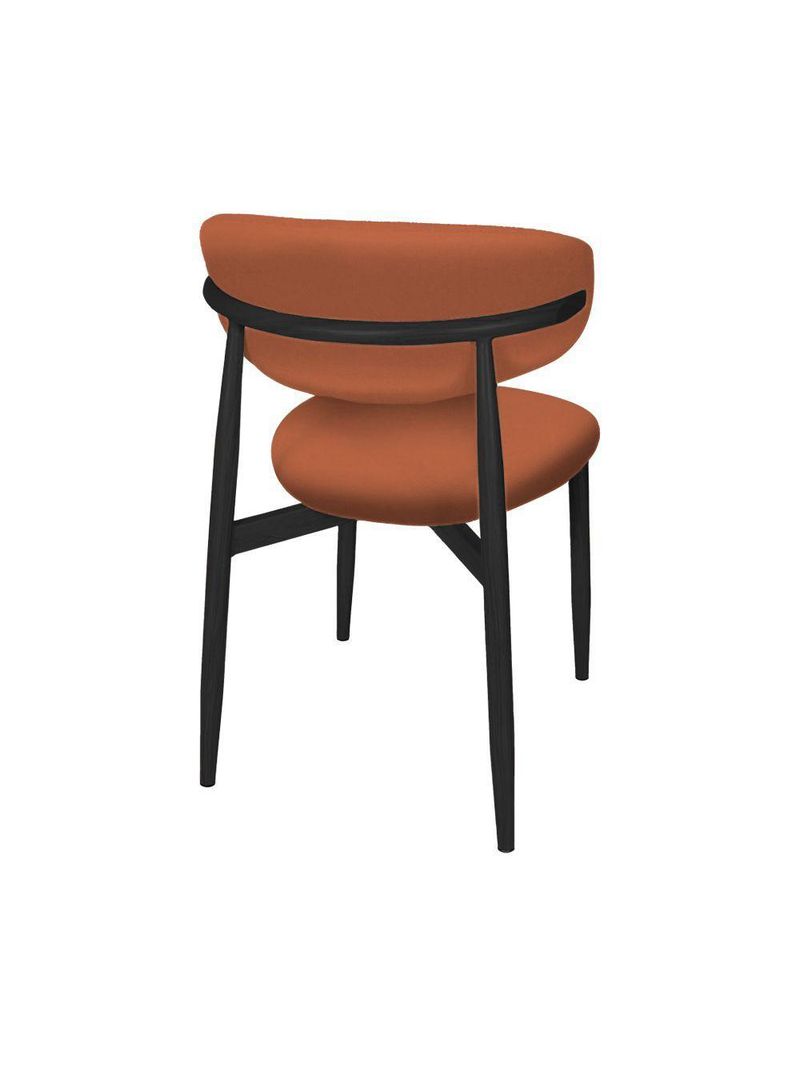 Kit 2 Cadeiras De Jantar Lucy Estrutura Aço Carbono Laminado Preto Com Estofado Poliuretano Caramelo