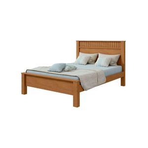 Cama Casal Convencional Estrutura Mdf/mdp Athenas Móveis Lopas Amendoa Clean