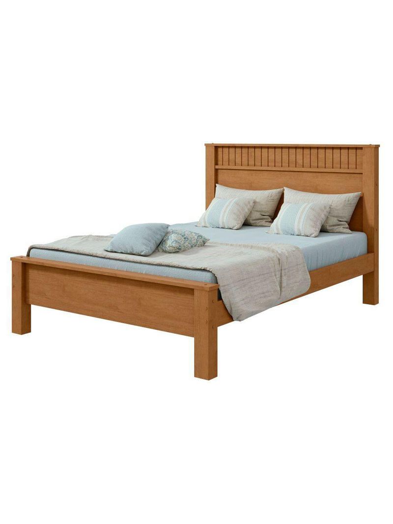 Cama Casal Convencional Estrutura Mdf/mdp Athenas Móveis Lopas Amendoa Clean