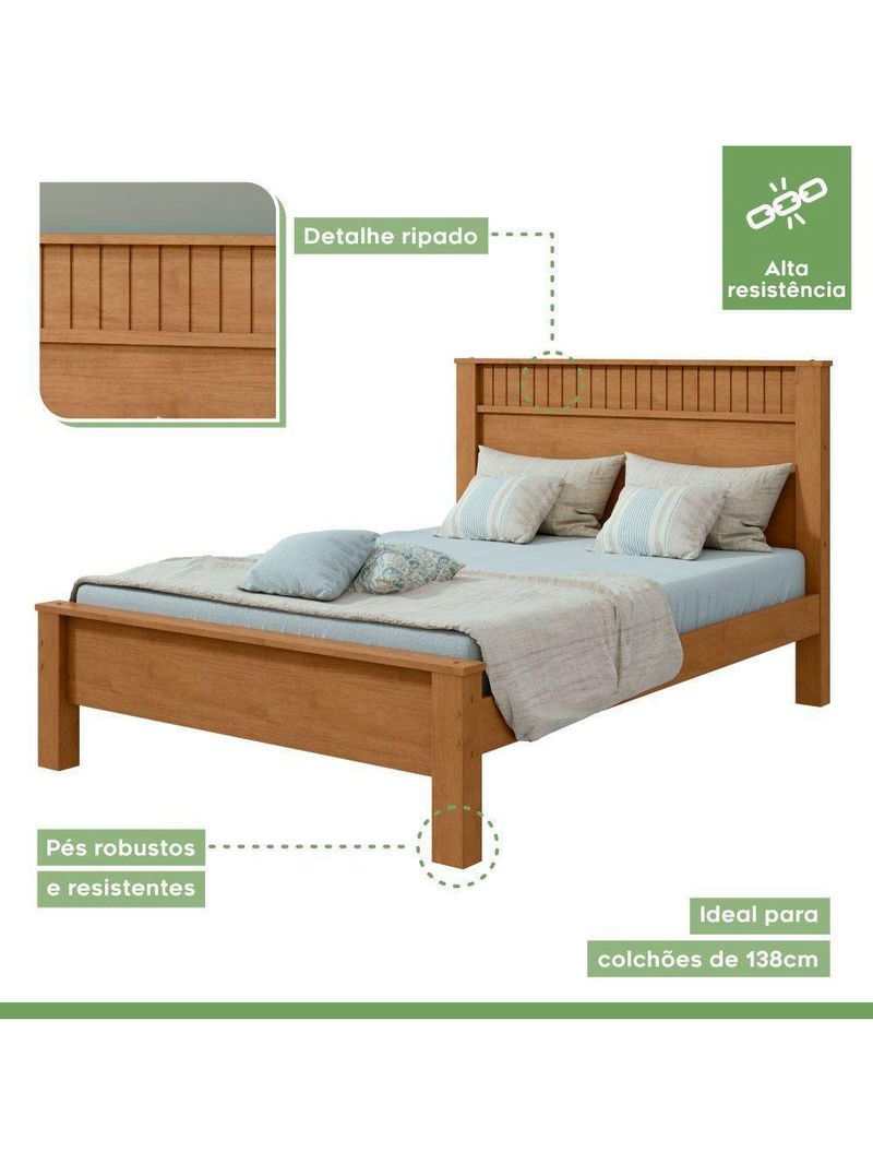Cama Casal Convencional Estrutura Mdf/mdp Athenas Móveis Lopas Amendoa Clean