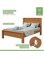 Cama Casal Convencional Estrutura Mdf/mdp Athenas Móveis Lopas Amendoa Clean