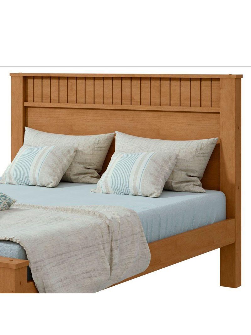 Cama Casal Convencional Estrutura Mdf/mdp Athenas Móveis Lopas Amendoa Clean