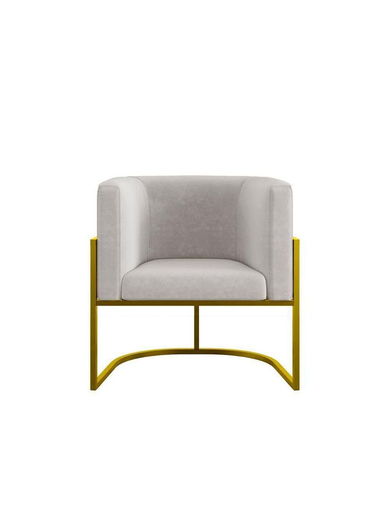 Kit 02 Poltronas Lua Com Base De Metal Gold Sala Reforçada Bege