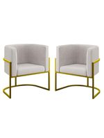 Kit 02 Poltronas Lua Com Base De Metal Gold Sala Reforçada Bege
