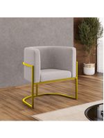 Kit 02 Poltronas Lua Com Base De Metal Gold Sala Reforçada Bege