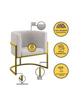 Kit 02 Poltronas Lua Com Base De Metal Gold Sala Reforçada Bege