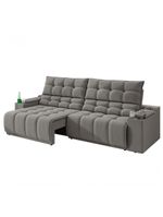 Sofá Connect Premium 2,00m Assento Retrátil-reclinável Com Porta Copos E Entrada Usb Suede Cinza