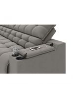 Sofá Connect Premium 2,00m Assento Retrátil-reclinável Com Porta Copos E Entrada Usb Suede Cinza