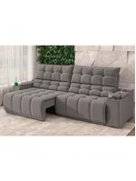 Sofá Connect Premium 2,00m Assento Retrátil-reclinável Com Porta Copos E Entrada Usb Suede Cinza
