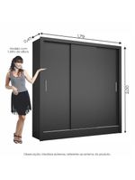 Guarda-Roupa Casal Fortaleza 3 Portas Carioca Móveis Preto