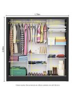 Guarda-Roupa Casal Fortaleza 3 Portas Carioca Móveis Preto