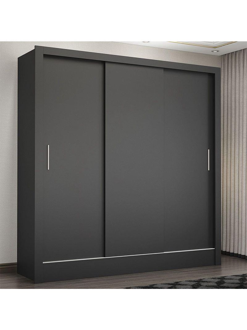 Guarda-Roupa Casal Fortaleza 3 Portas Carioca Móveis Preto