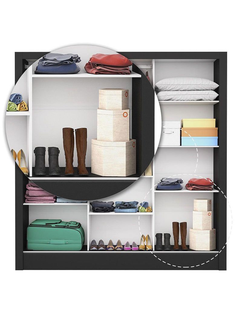 Guarda-Roupa Casal Fortaleza 3 Portas Carioca Móveis Preto
