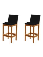 Kit 2 Banquetas Alta Pérola Com Encosto Estofada Em Veludo Preto Madeira Maciça Castanhopreto