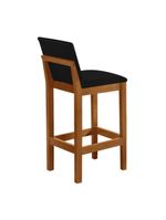 Kit 2 Banquetas Alta Pérola Com Encosto Estofada Em Veludo Preto Madeira Maciça Castanhopreto