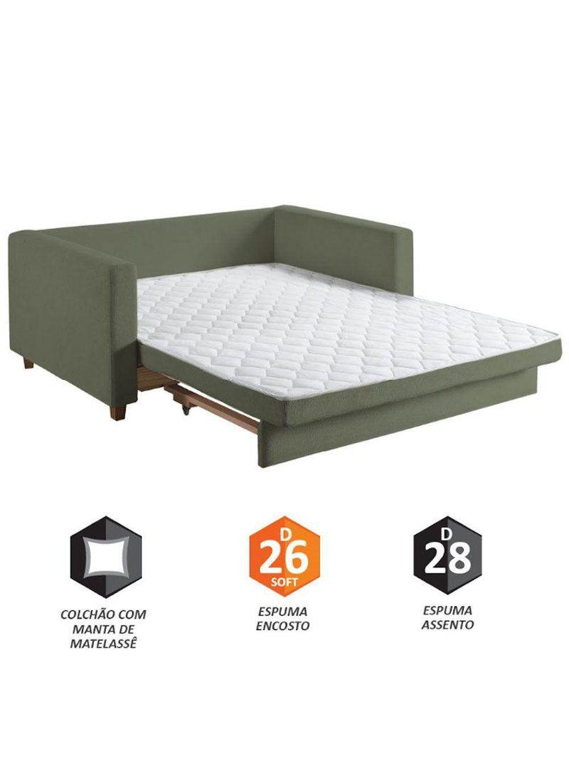 Sofá Cama Casal Marcelle 2 Lugares Talento Móveis Verde
