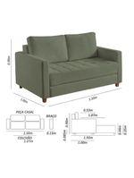 Sofá Cama Casal Marcelle 2 Lugares Talento Móveis Verde