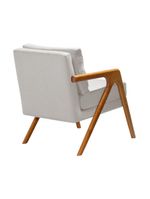 Poltrona Mona Luxo Onix Madeira Maciça Tecido Linho Cinza - Cor: Cinza