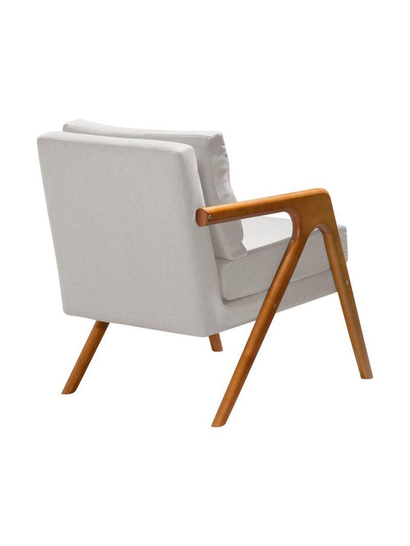 Poltrona Mona Luxo Onix Madeira Maciça Tecido Linho Cinza - Cor: Cinza