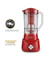 Liquidificador Britânia Diamante Vermelho 4 Velocidades 1050W 220V