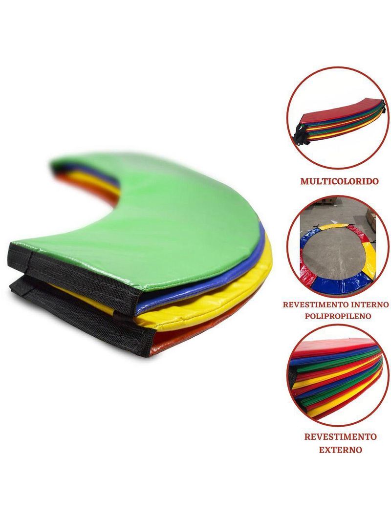 Trampolim Cama Elástica Pula Pula 2,44m Grande Reforçada Colorida Playground