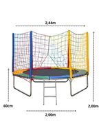 Trampolim Cama Elástica Pula Pula 2,44m Grande Reforçada Colorida Playground