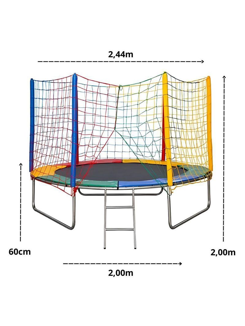 Trampolim Cama Elástica Pula Pula 2,44m Grande Reforçada Colorida Playground