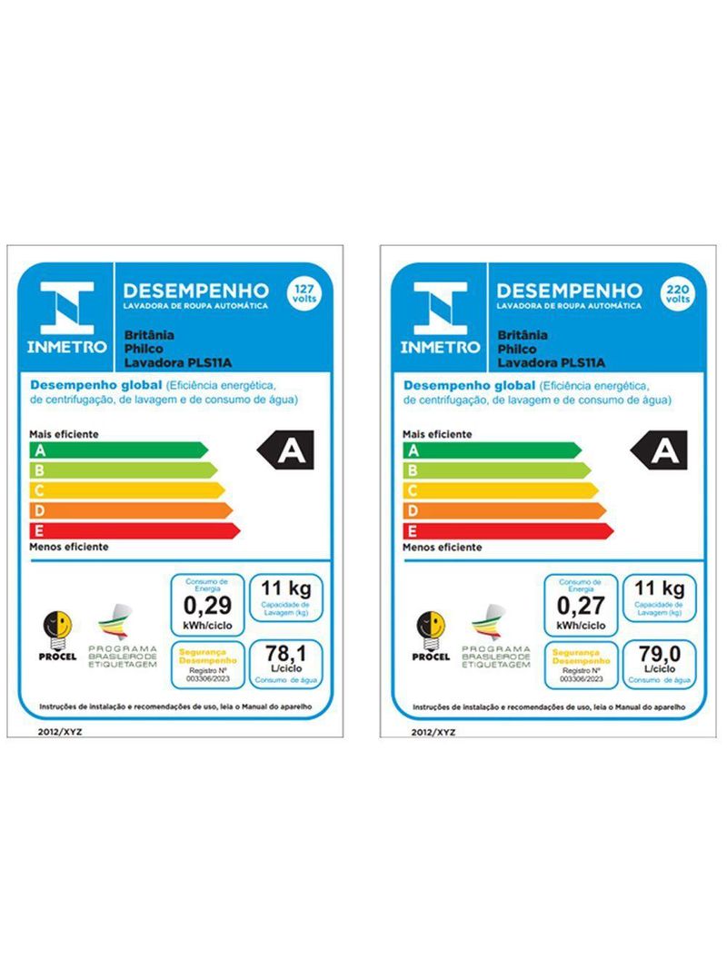Lava E Seca Philco 11Kg PLS11A Eco Invertplus 16 Programas Lavagem Branca 127V
