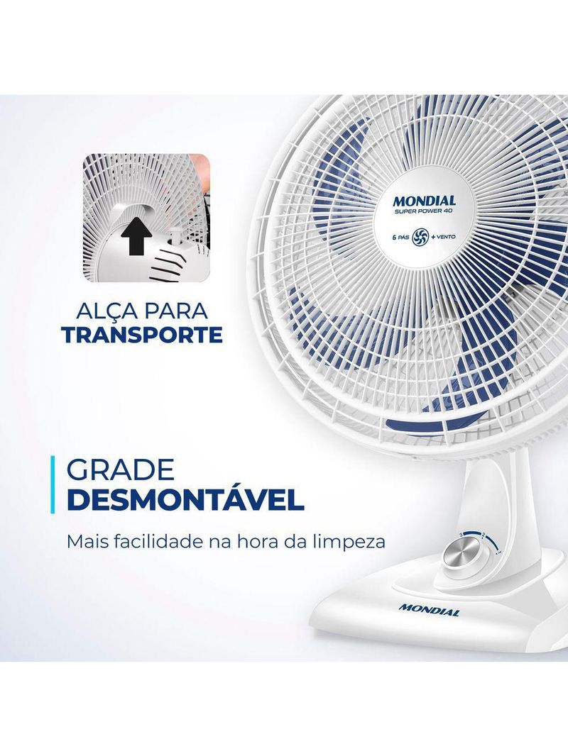 Ventilador Mesa Mondial - 06 Pás - Vsp-40-w 220V/60Hz