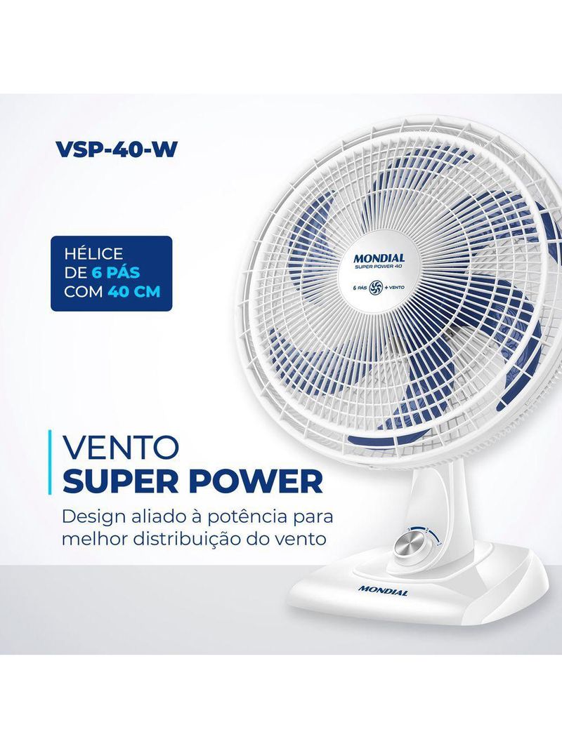 Ventilador Mesa Mondial - 06 Pás - Vsp-40-w 220V/60Hz