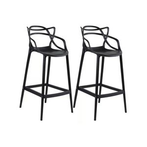 Conjunto C/2 Banqueta Allegra Alta Master Preta Cozinha Americana Balcão Polipropileno