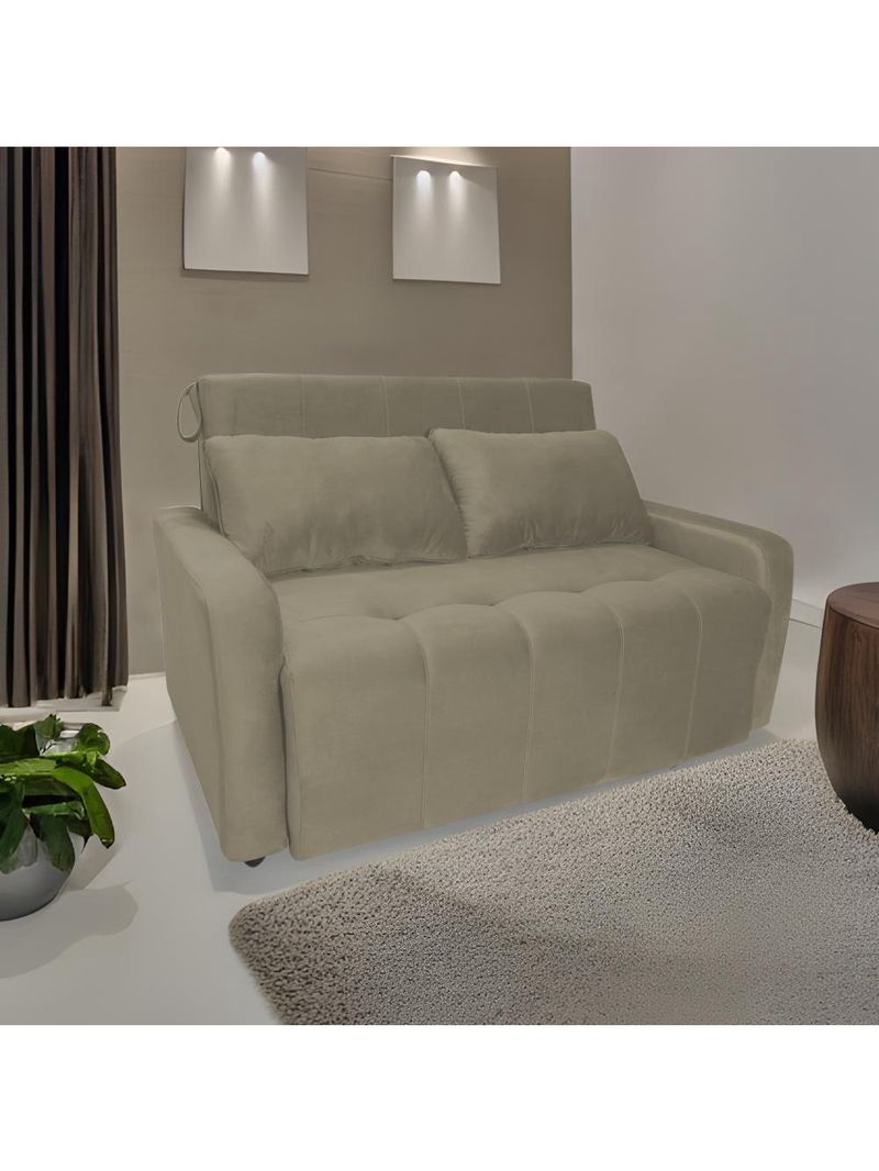 Sofá Cama Para Sala De Estar Amora New Suede - Bege Bege