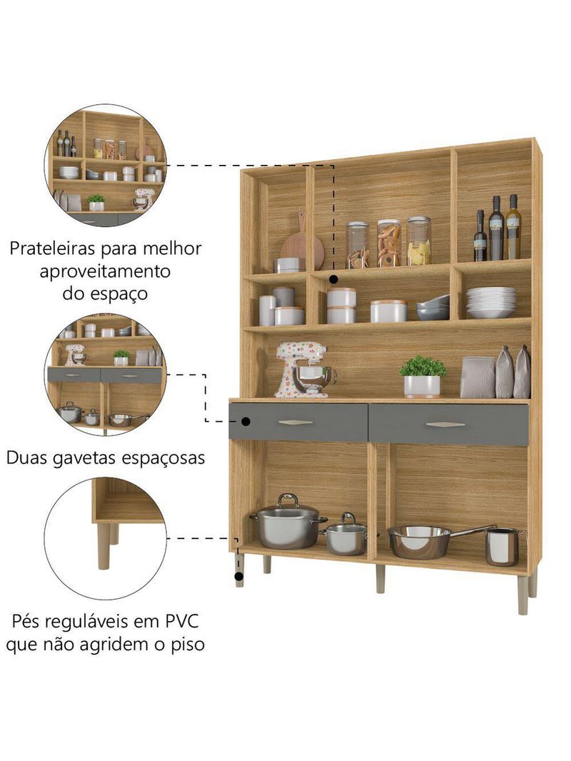 Armário Cozinha Completa 8 Portas 2 Gavetas Golden