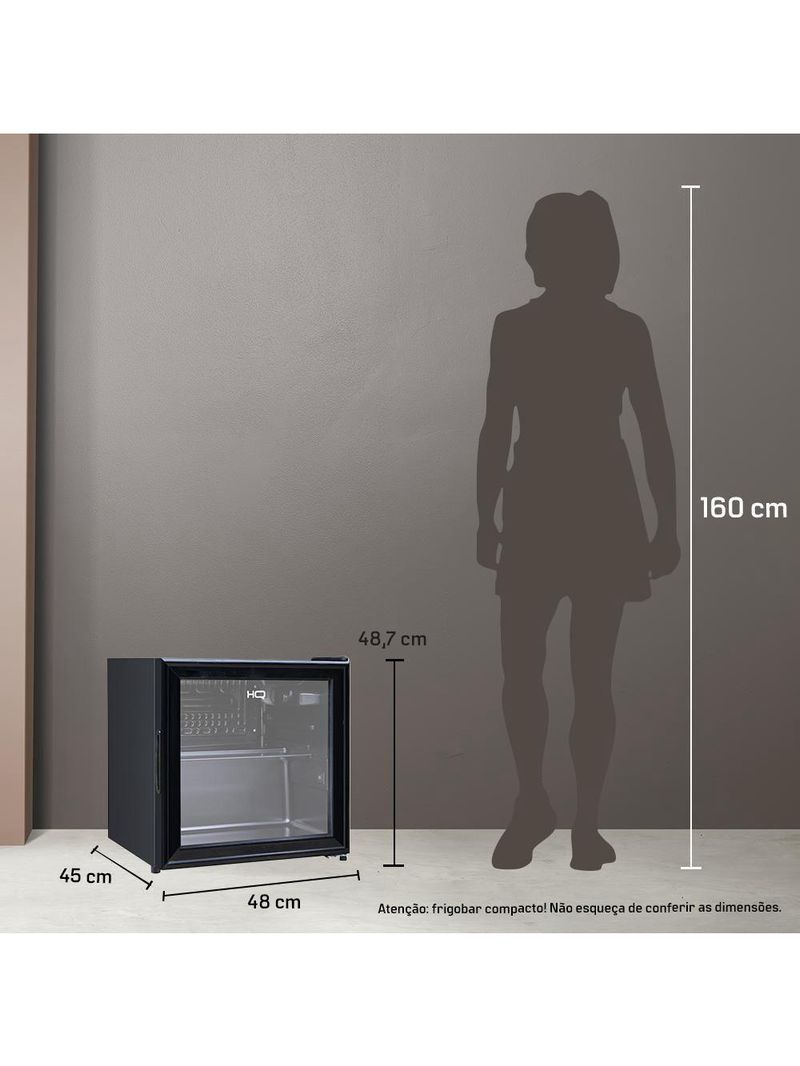 Frigobar Expositor ical HQ Vidro Duplo 50L Preto 220V