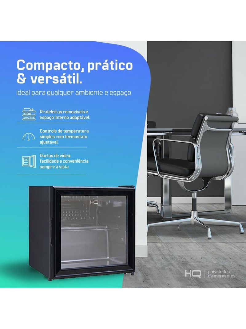 Frigobar Expositor ical HQ Vidro Duplo 50L Preto 220V
