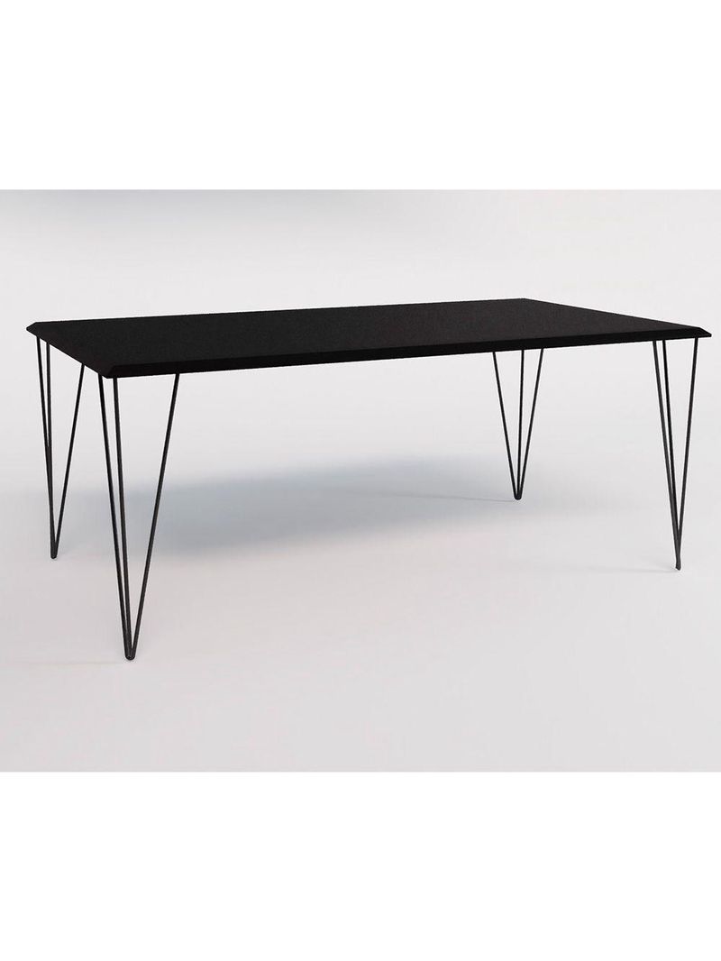 Mesa De Jantar Industrial Retangular Clips Preta 135X75 De Ferro Preto