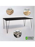 Mesa De Jantar Industrial Retangular Clips Preta 135X75 De Ferro Preto