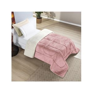 Coberdrom Sherpa E Flannel Everest Solteiro Manta Alta 150g 01 Peça - Rosa SecretoCoberdrom Sherpa E Flannel Everest Sol