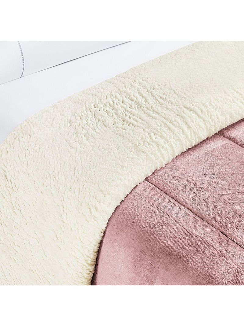 Coberdrom Sherpa E Flannel Everest Solteiro Manta Alta 150g 01 Peça - Rosa Secreto