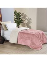 Coberdrom Sherpa E Flannel Everest Solteiro Manta Alta 150g 01 Peça - Rosa Secreto